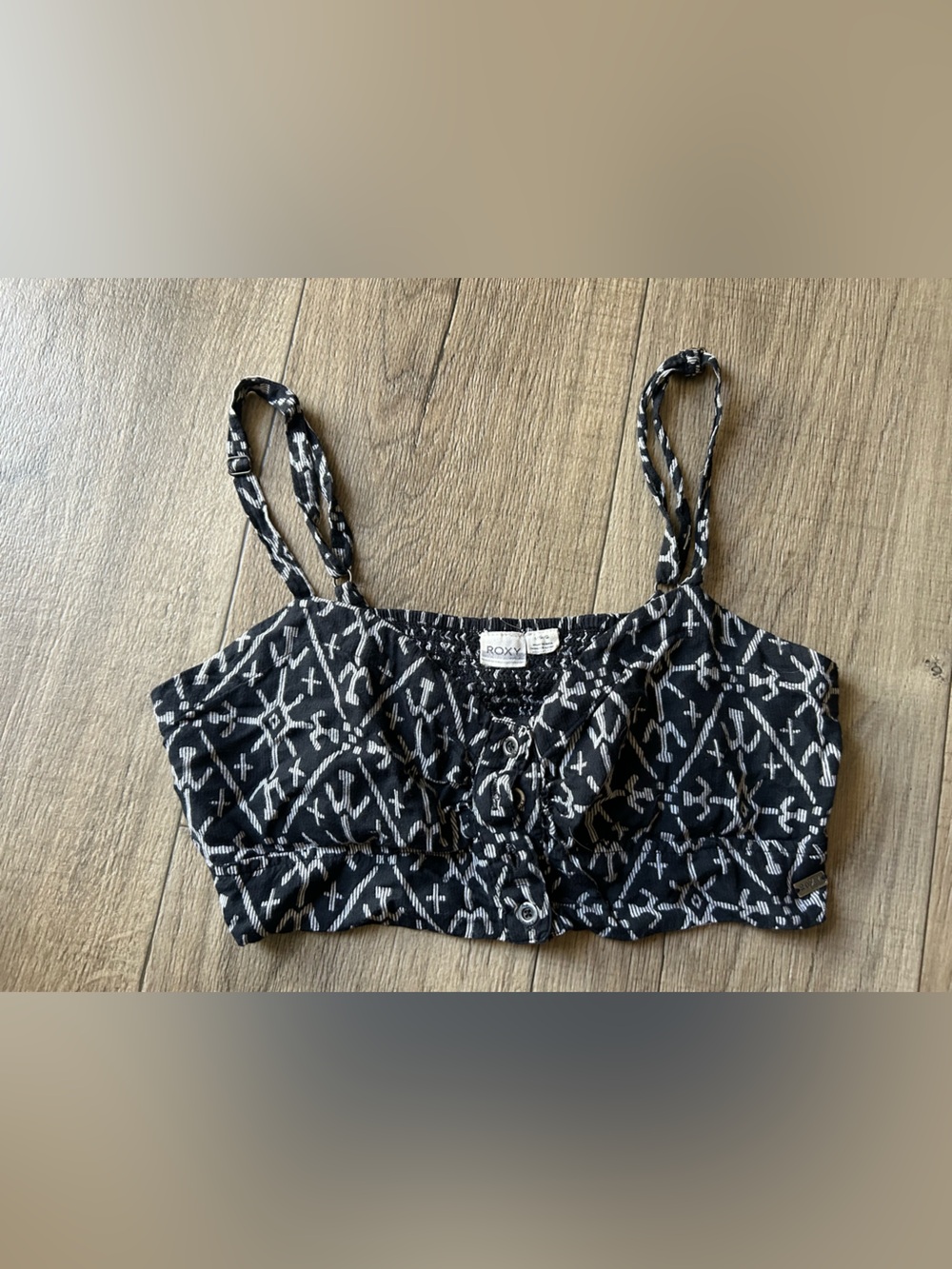 Roxy Black and White Bohemian Cropped Tank